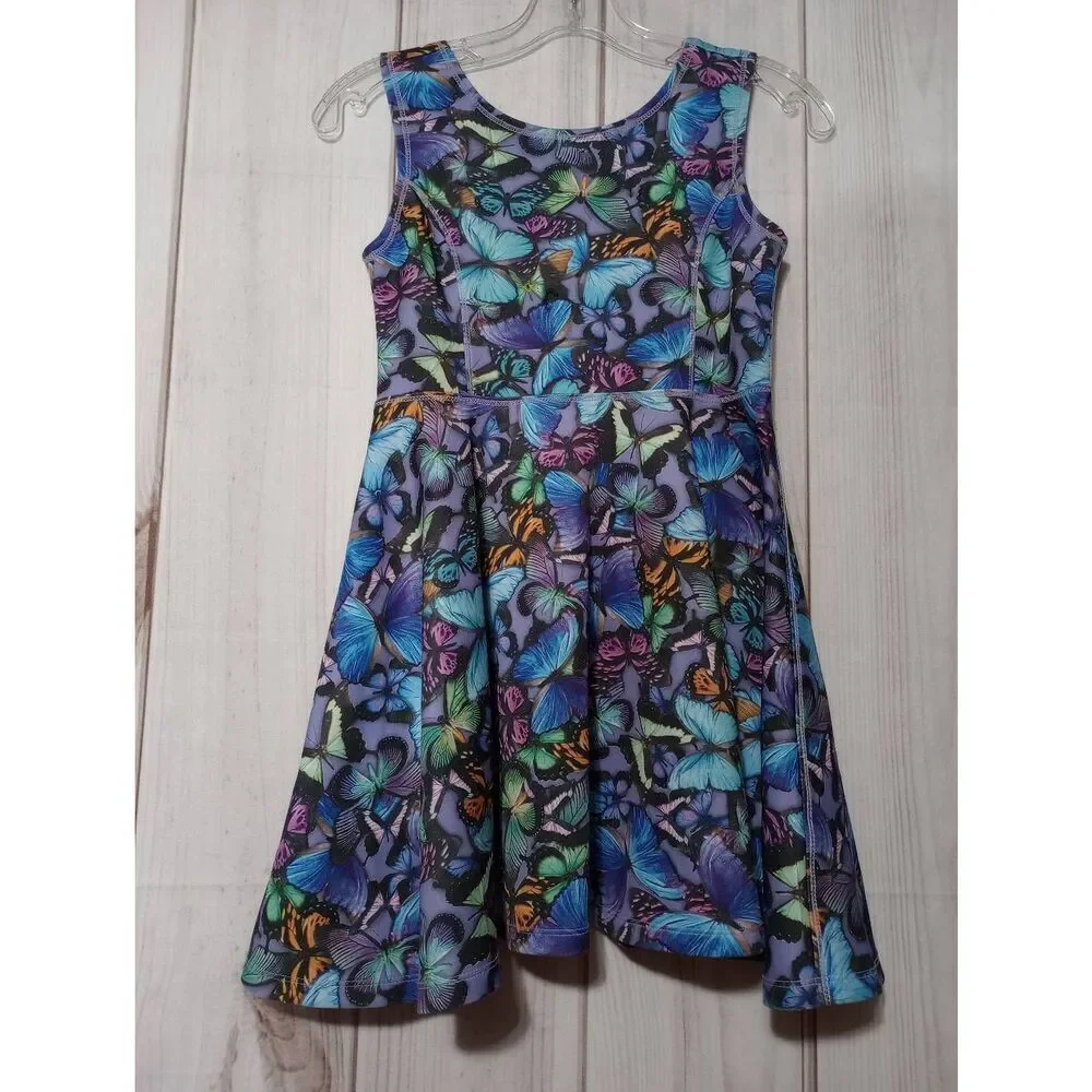 Children's Place‎ Dress Girls 10 Butterfly Purple Sleeveless Stretch - Picture 2 of 6